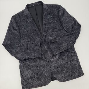 Kenneth Cole AWearness Mens Slim Fit Gray Paisley Velvet Sports Coat Blazer 44R